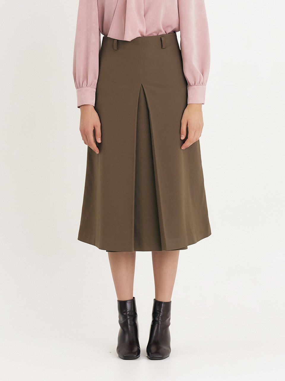 comos&#039;587 front pleat A-line Midi skirt (brown)