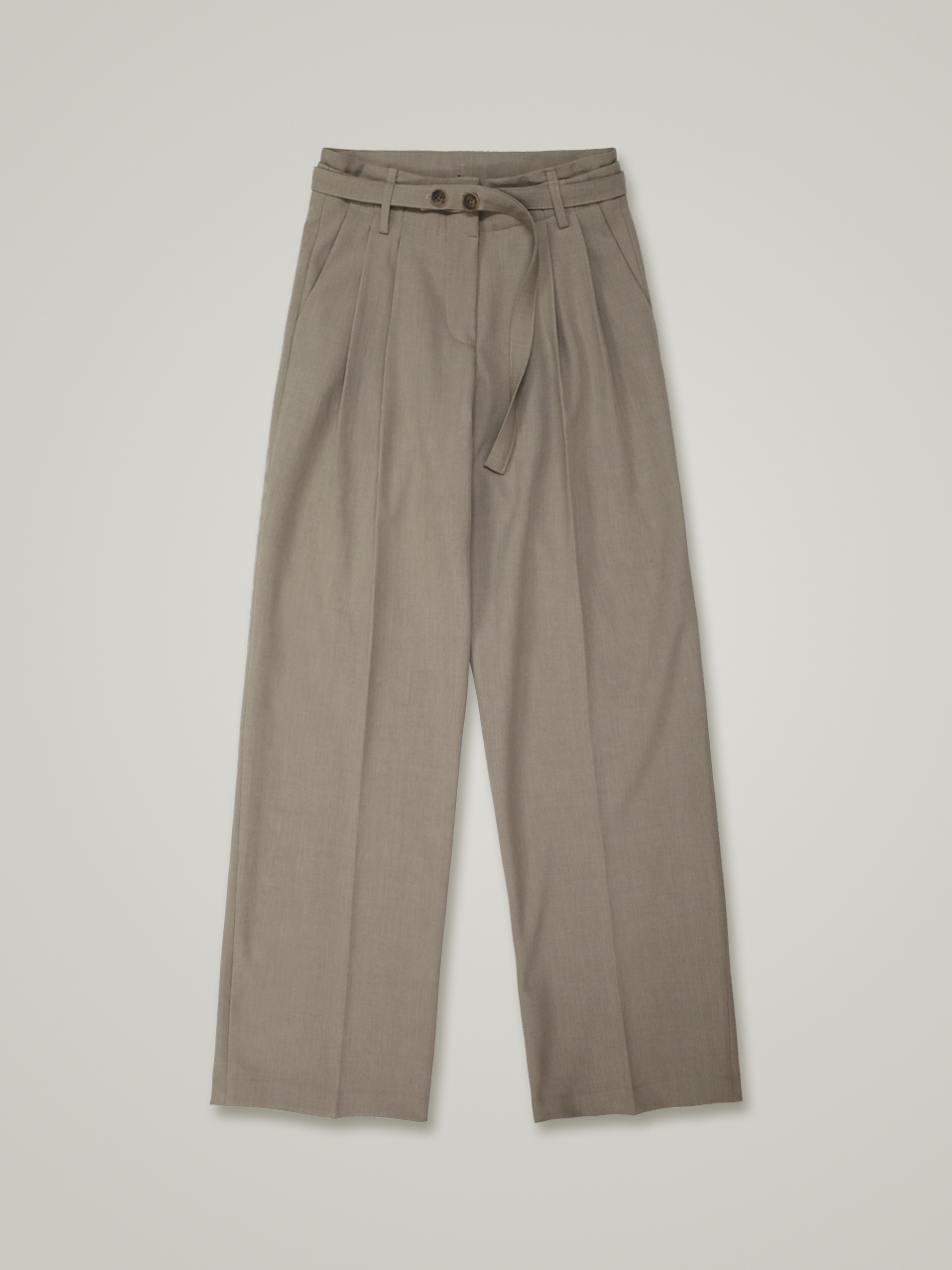 comos 1003 double waist band belt point wide pants (khaki beige)