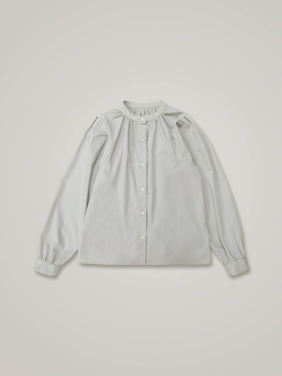 comos 1027 half-neck shirring blouse (light mint)