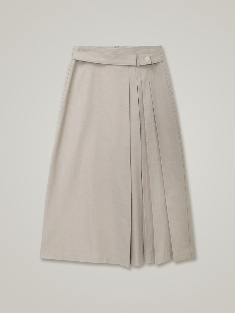 comos 962 belt side pleats skirt (oatmeal beige)