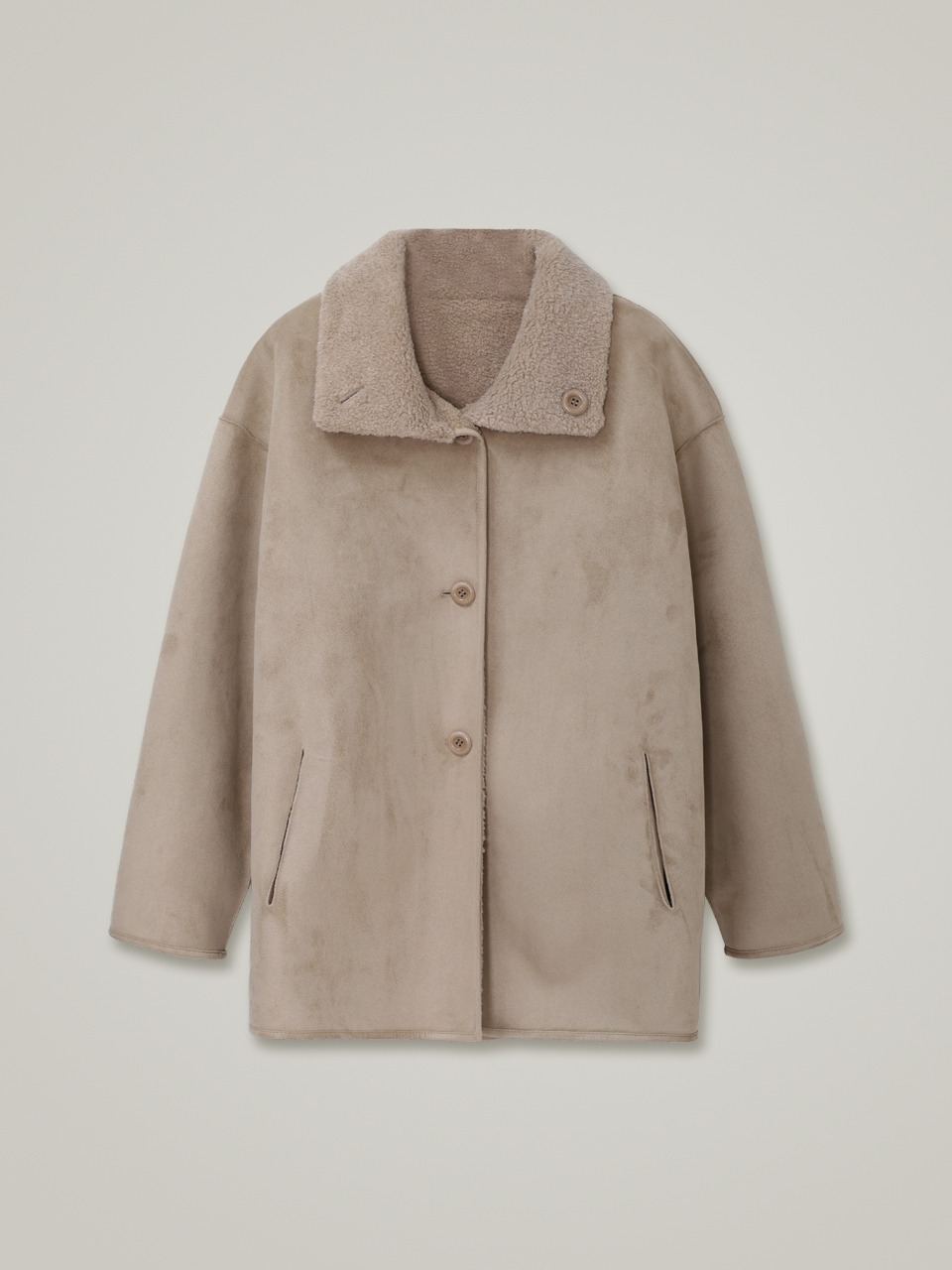 comos 994 reversible shearing mustang half coat (beige suede)